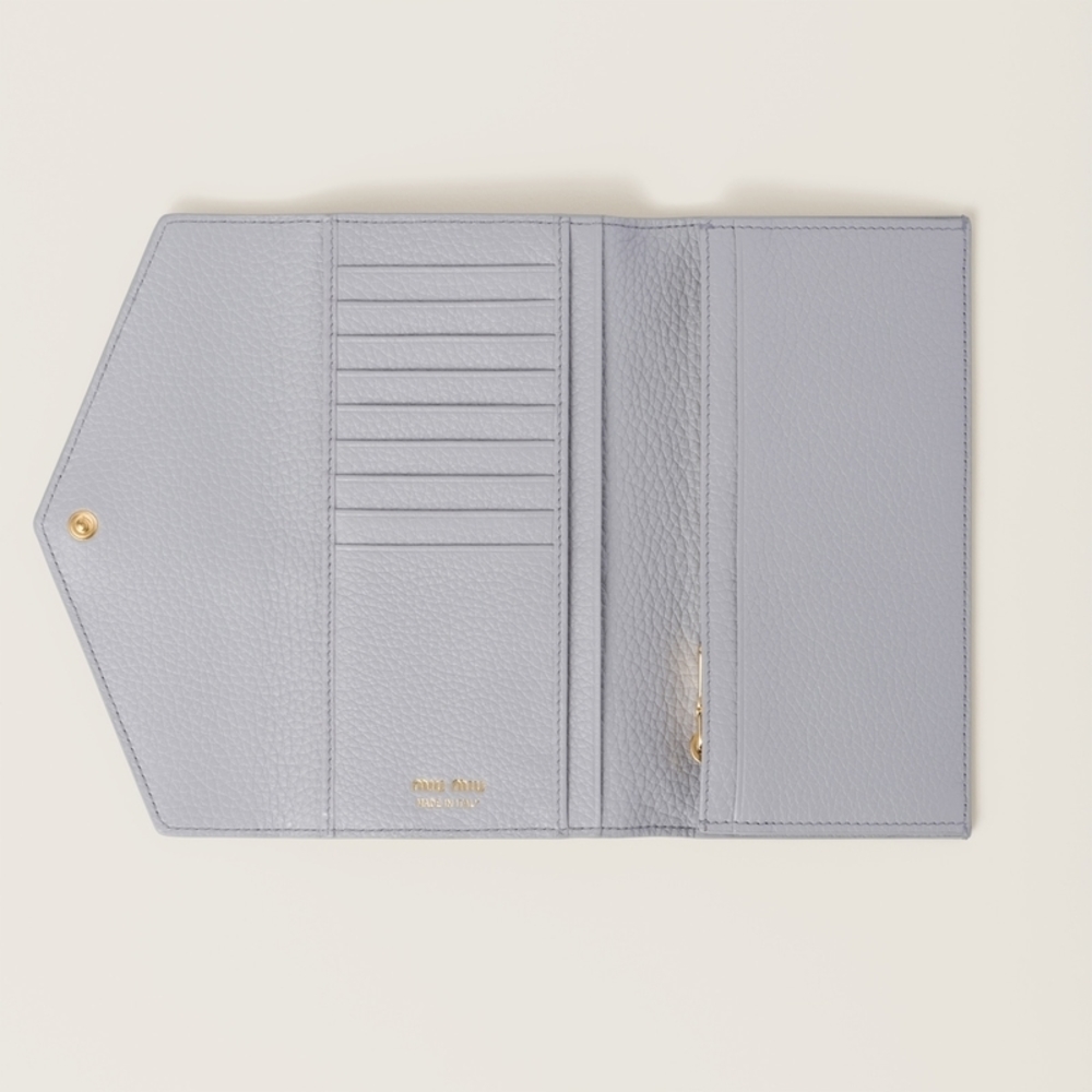Miu Miu Vitello Dino Leather Long Wallet Cornflow… - image 2